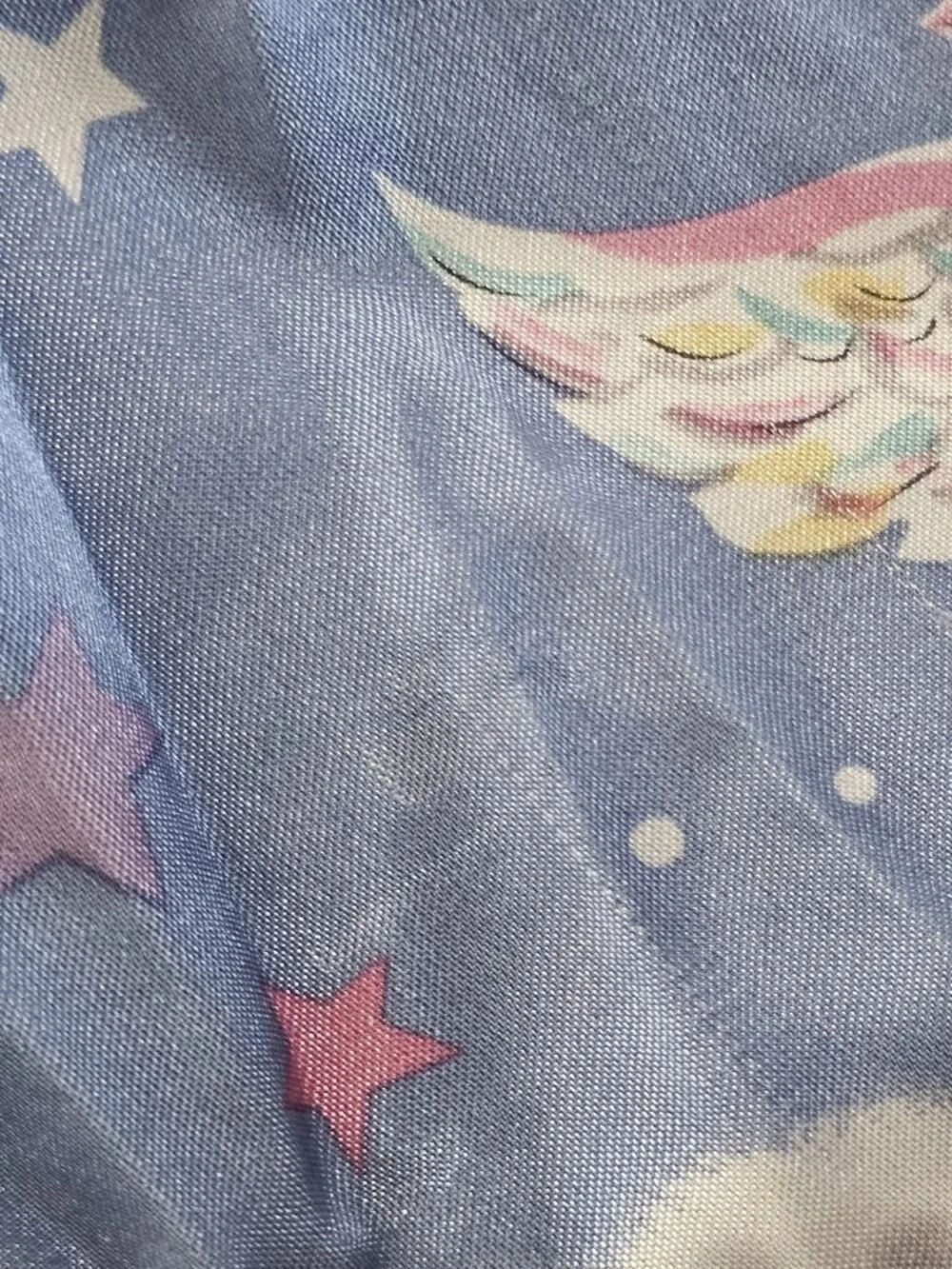 Y2K Nick & Nora Girls Unicorn Pajama Set 2 Piece‎ Sz 4/5 Satin VTG Blue Rainbow
